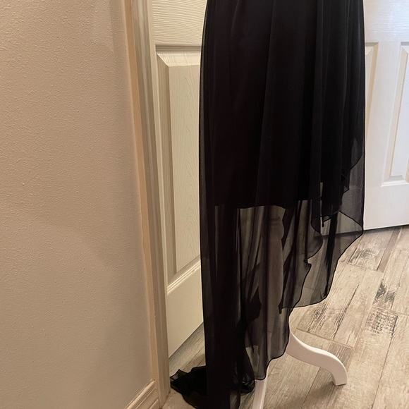 My Michelle Navy party dress sequin strapless top sheer hi low skirt - Picture 4 of 9